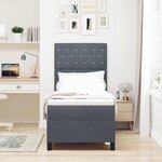 vidaXL Lit à ressort LED avec matelas Gris foncé 80 x 200 cm tissu