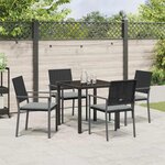vidaXL Ensemble de salle à manger pour jardin 5 Pièces Noir Poly rotin