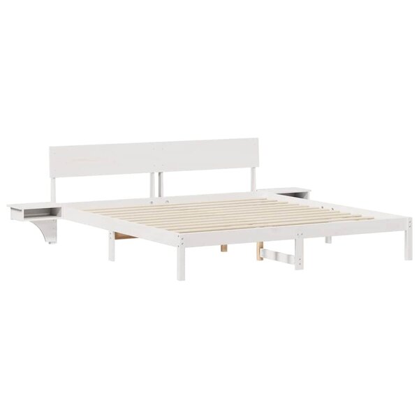 vidaXL Cadre de lit avec tables de chevet Blanc Bois massif en pin