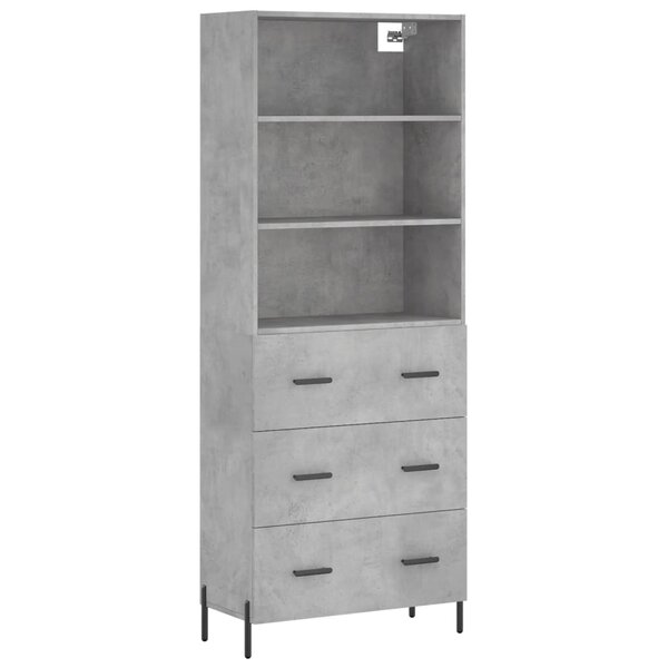 vidaXL Buffet haut Gris béton 69 5x34x180 cm Bois d'ingénierie