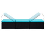 vidaXL Chaise longue avec coussin et table à thé Résine tressée Bleu