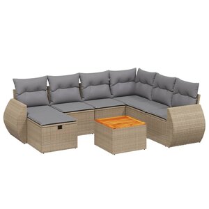vidaXL Salon de jardin avec coussins 8Pièces mélange beige résine tressée
