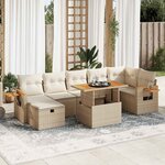 vidaXL Salon de jardin avec coussins 5 Pièces beige résine tressée
