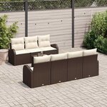 vidaXL Ensemble de canapé de jardin avec coussin 8 Pièces Marron  Crème