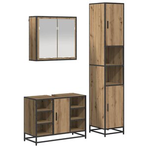 vidaXL Ensemble de mobilier de salle de bain 3 Pièces Chêne artisanal