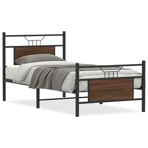 vidaXL Cadre de lit sans matelas chêne marron 90x190cm bois ingénierie