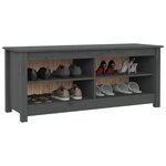 vidaXL Banc à chaussures Gris 110x38x45 5 cm Bois de pin massif