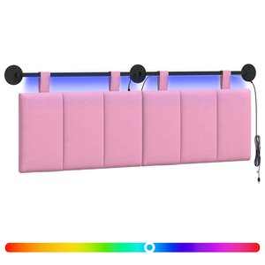 vidaXL Tête de lit suspendue Avec lumière LED Rose Tissu