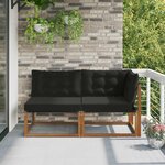 vidaXL Canapé d’extérieur milieu et coin avec coussin 7 Pièce Naturel