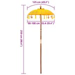 vidaXL Parasol balinais Jaune (90-100) x 260 cm Coton et bois massif