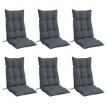 vidaXL Coussins de chaise à dossier haut lot de 6 anthracite