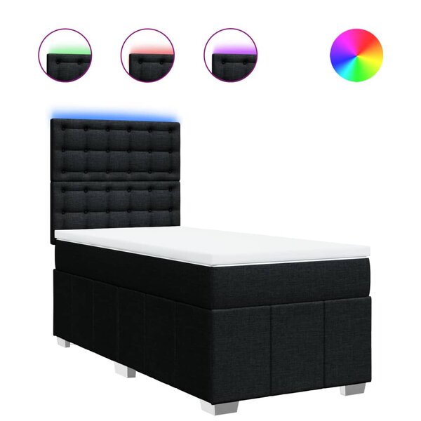 vidaXL Sommier à lattes de lit avec matelas Noir 100x200 cm Tissu
