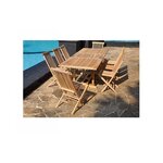 Le Sorong : SALON DE JARDIN EN TECK MASSIF : 10-12 PERSONNES table rectangulaire et 8 chaises