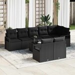 vidaXL Ensemble de canapé de jardin 9 Pièces Noir Poly rotin