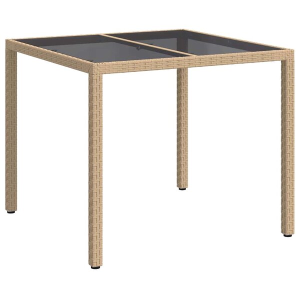 vidaXL Table de jardin pour repas Beige 90 x 90 x 75 cm Poly rotin