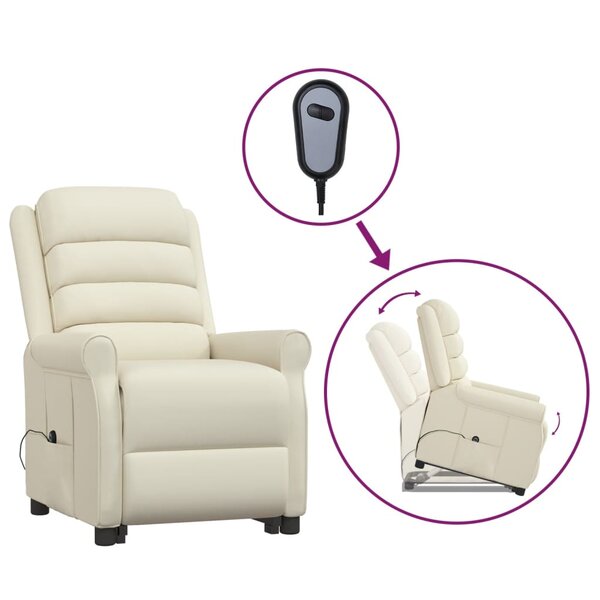 vidaXL Fauteuil Crème Similicuir