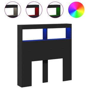 vidaXL Armoire tête de lit avec LED noir 100x17x102 cm