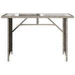 vidaXL Table de jardin et dessus en verre gris clair 110x68x70cm rotin