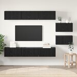 vidaXL Meuble TV avec stockage avec porte 8 Pièces Chêne Noir 60 x 30 x 30.5 cm