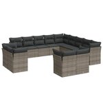 vidaXL Salon de jardin avec coussins 13 Pièces gris résine tressée