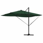 vidaXL Parasol déporté Roma avec LEDs Vert 352x251x265 cm en aluminium