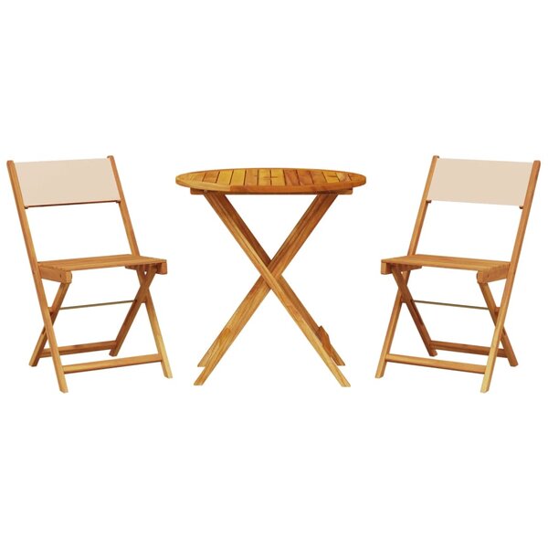 vidaXL Ensemble de bistro 3 Pièces beige tissu et bois massif