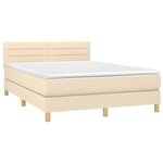 vidaXL Sommier à lattes de lit avec matelas LED Crème 140x200 cm Tissu