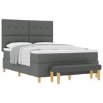 vidaXL Lit à ressorts avec tête de lit Gris foncé 190 x 140 cm tissu