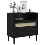 vidaXL Buffet SENJA aspect rotin noir 80x40x80 cm bois massif de pin