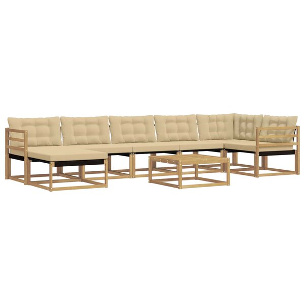 vidaXL Ensemble de canapés d'extérieur 8 pc Blanc et Beige