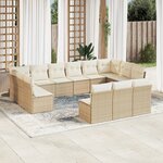 vidaXL Salon de jardin avec coussins 13 Pièces beige résine tressée