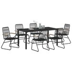 vidaXL Ensemble de salle à manger pour jardin 7 Pièces Noir Rattan PVC