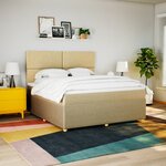 vidaXL Sommier à lattes de lit avec matelas Crème 180x200 cm Tissu