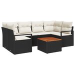 vidaXL Canapés de jardin 7 Pièces Noir  blanc Ensemble de 5 pièces