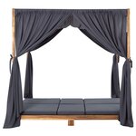 vidaXL Chaise longue double avec rideaux et coussins Bois d'acacia