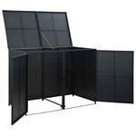 vidaXL Abris pour poubelle double Résine tressée Noir 148x80x111 cm