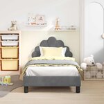 vidaXL Cadre de lit pour enfants avec tête de lit Gris foncé Velours