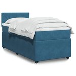 vidaXL Sommier à lattes de lit avec matelas bleu 90x200 cm velours