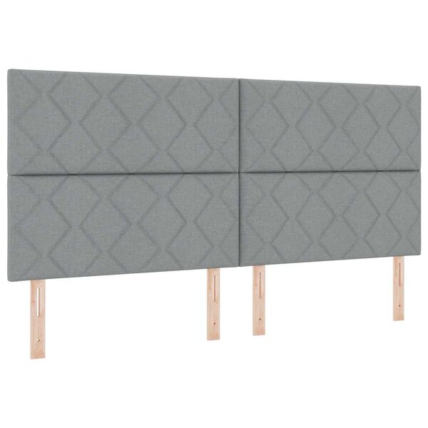 vidaXL Lit à ressort LED avec matelas Gris clair 200 x 200 cm tissu