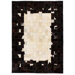 vidaXL Tapis Cuir véritable Patchwork 80 x 150 cm Carré Noir/Blanc