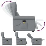 vidaXL Fauteuil inclinable de massage électrique Gris clair Tissu