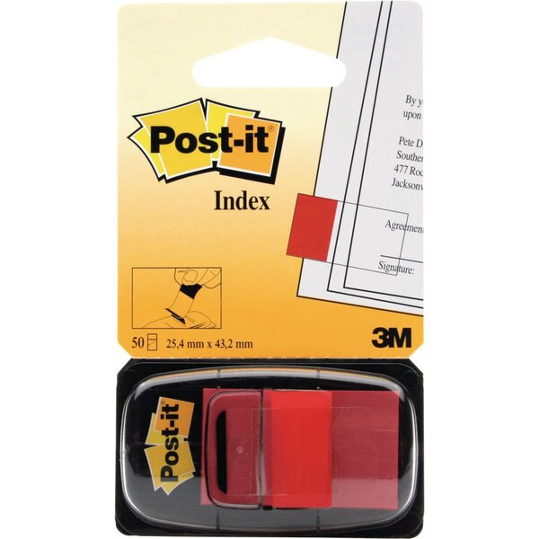 Marque-pages souples 25 x 43,2 mm - 50 index rouge (bloc 50 feuilles)