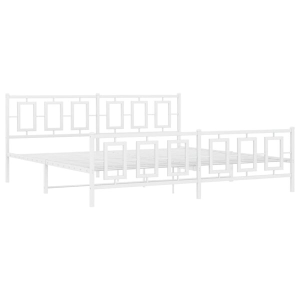vidaXL Cadre de lit métal avec tête de lit/pied de lit blanc 193x203cm