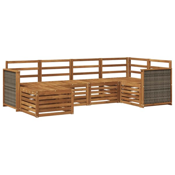 vidaXL Ensemble de canapé d'angle 5 Pièces Naturel Bois d'Acacia Massif
