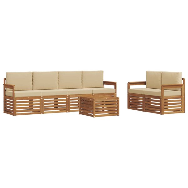 vidaXL Ensemble de canapés d'extérieur 7 Pièces Naturel et Beige
