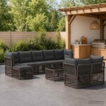 vidaXL Ensemble de canapé de jardin 10 pc Gris polyrotin