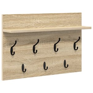 vidaXL Porte-manteau mural avec étagère Montage mural avec stockage Chêne sonoma 60 x 40 x 12 cm