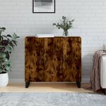 vidaXL Buffet chêne fumé 90x34x80 cm bois d'ingénierie