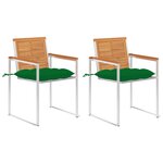 vidaXL Chaises de jardin avec coussins 2 Pièces Acacia solide et acier