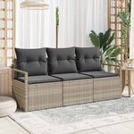 vidaXL Ensemble de canapé de jardin 3 Pièces Gris clair Poly rotin